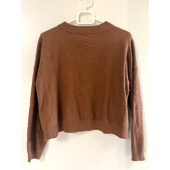 Madewell Brampton Cropped Crewneck Button Cardigan Sweater Brown Small - Picture 8 of 13